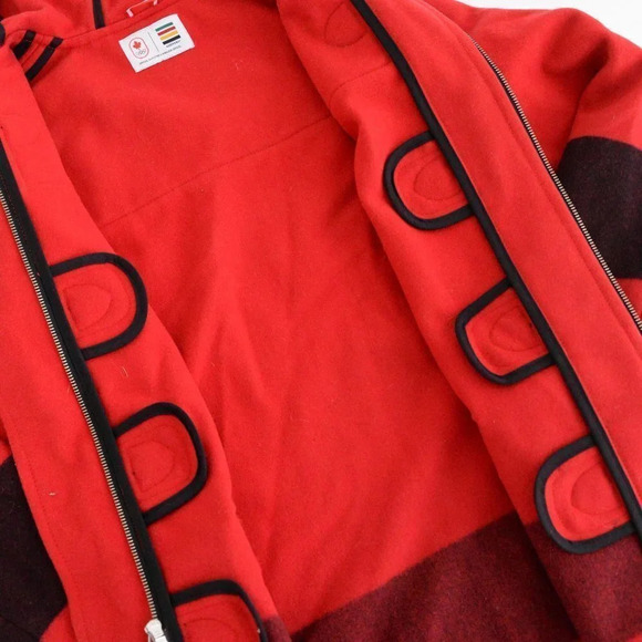 Stylish Red Toggle Pea Coat - Picture 15 of 16